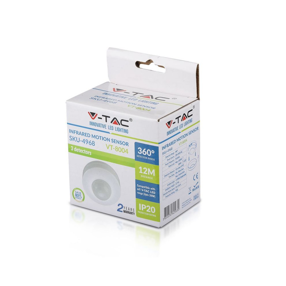 Détecteur de Présence Infrarouge V-TAC START Blanc VT-8004