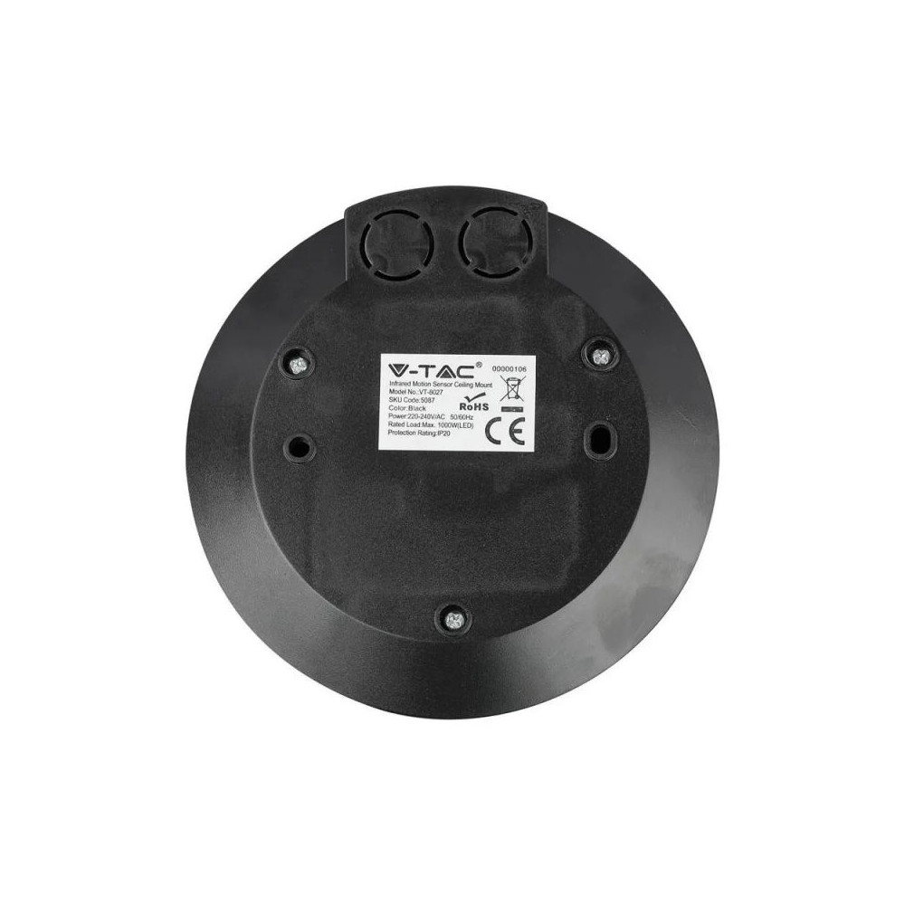 Détecteur de présence Infrarouge V-TAC Extra-Plat START Noir VT-8027
