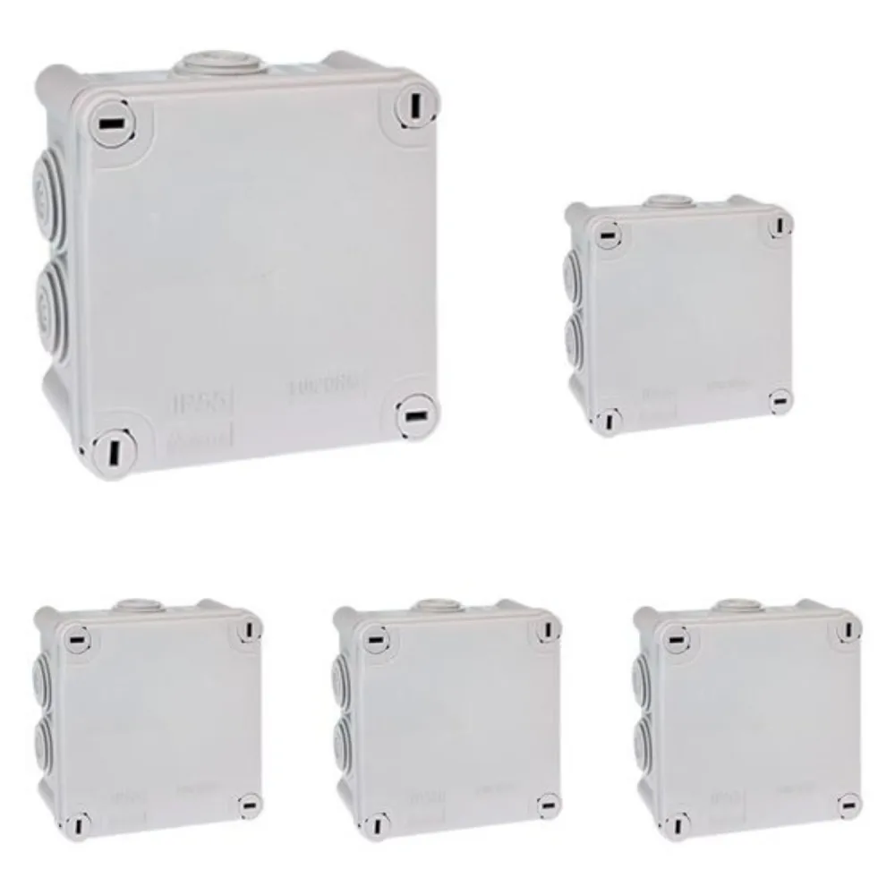Pack of 5 Waterproof junction boxes IP55 105x105x55mm 1/4 turn 960° EUR'OHM 50004