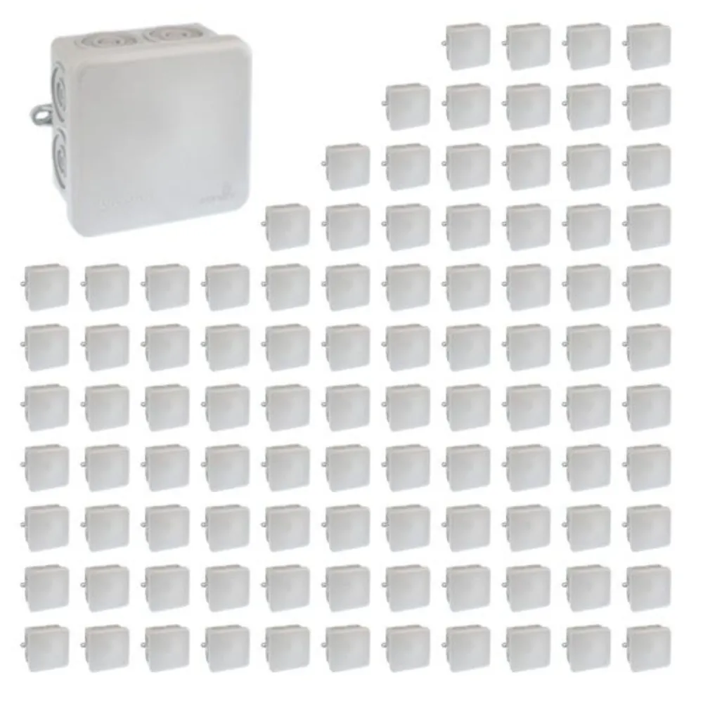 Pack of 100 Waterproof Junction Boxes IP55 80x80x45mm 960° Direct Entries EUR'OHM 50033 - Pack of 100