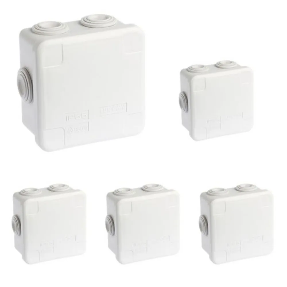 5er-Set wasserdichte Abzweigdosen IP55, 89 × 89 × 50 mm, 960 °C, EUR'OHM 50003