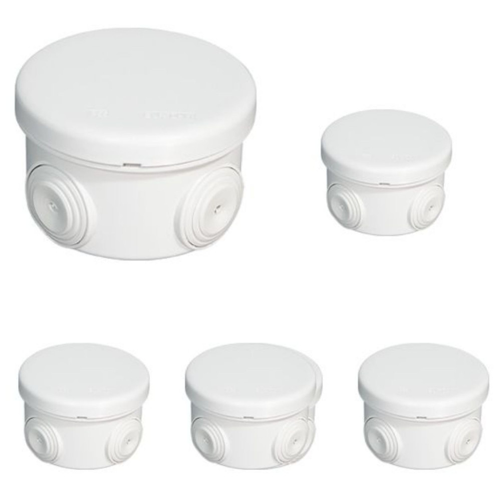 Lot de 5 Boîtes de dérivation étanches IP55 rondes diamètre 80x45mm 960° EUR'OHM 50002