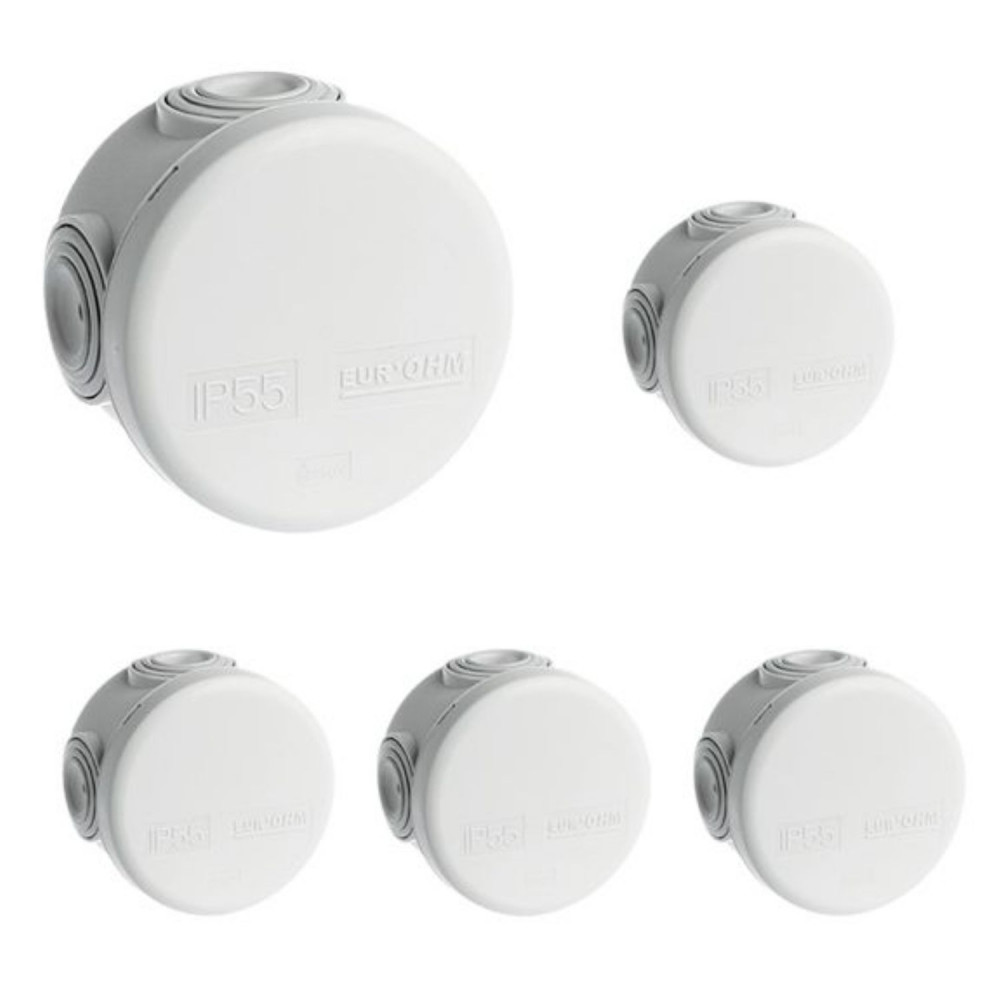 Lot de 5 Boîtes de dérivation étanches IP55 rondes diamètre 60x40mm 960° EUR'OHM 50001