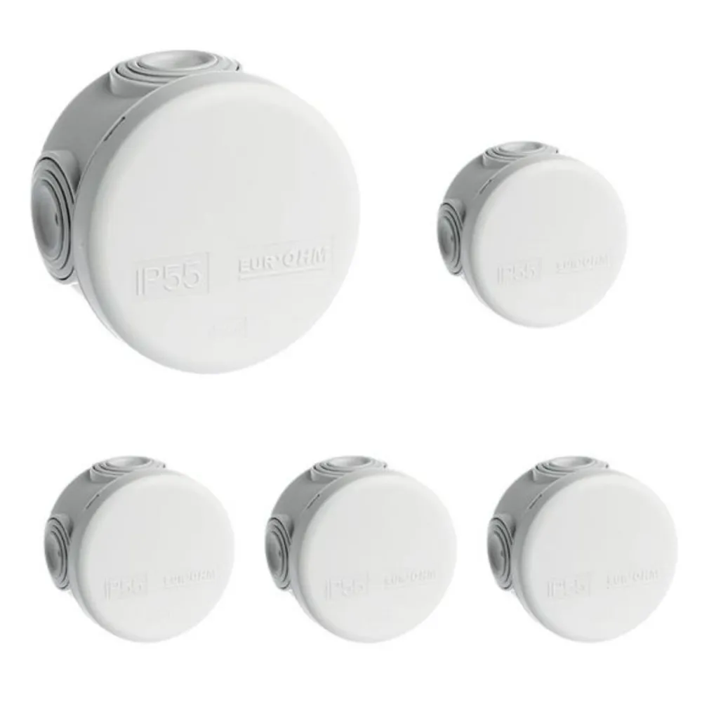Set of 5 Waterproof junction boxes IP55 round diameter 60x40mm 960° EUR'OHM 50001