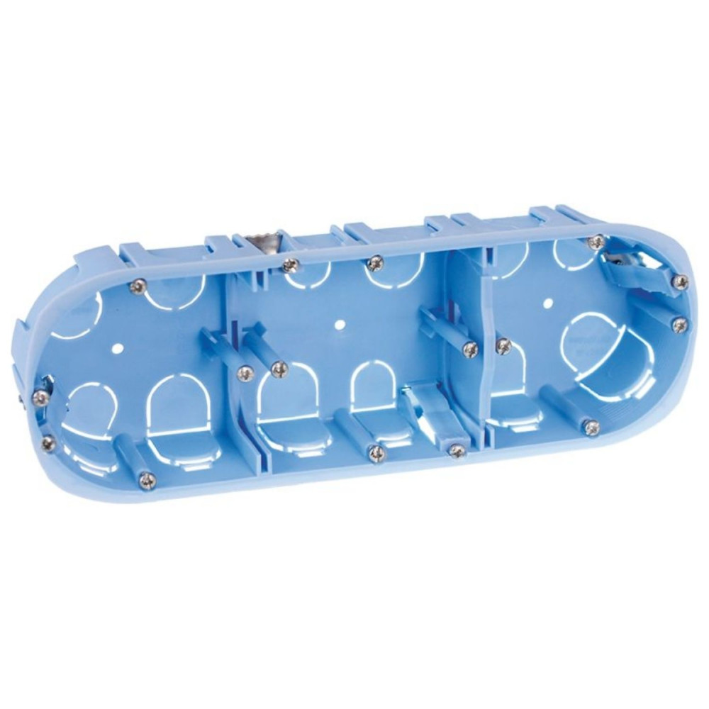 Dreifache Unterputzdose für Gipskarton Durchmesser 67mm Achsabstand 71mm Horizontal / Vertikal XL mit Krallen EUR'OHM 52046