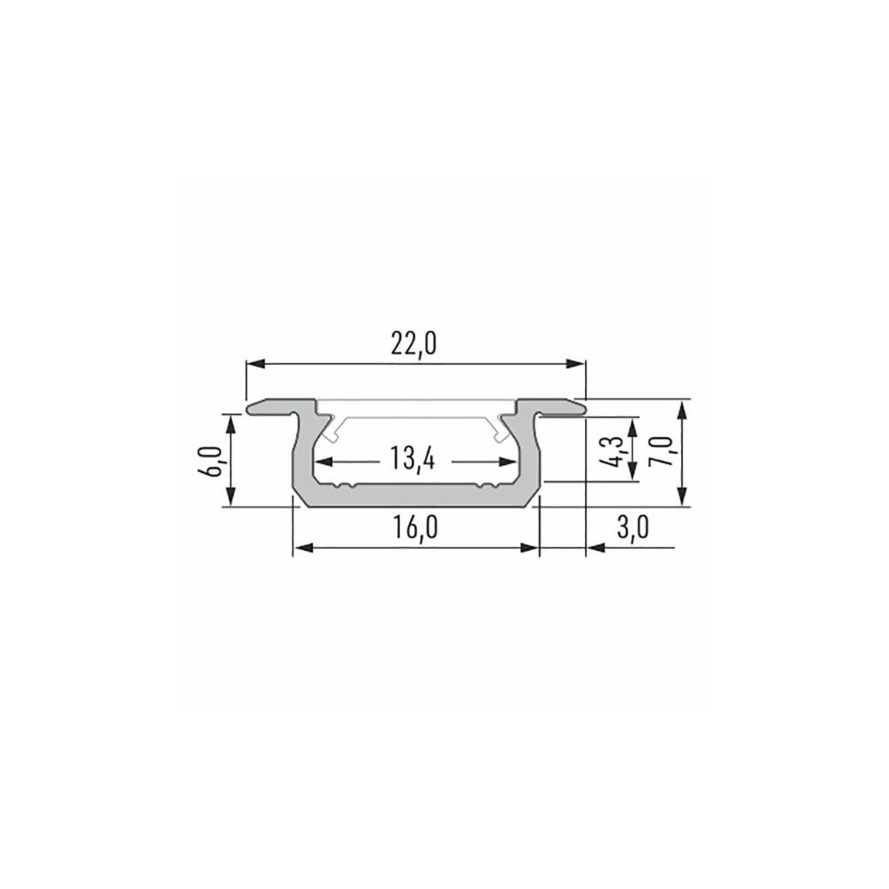 CLAREO 16x7 2m ADVANCE Inbouw Aluminium Profiel