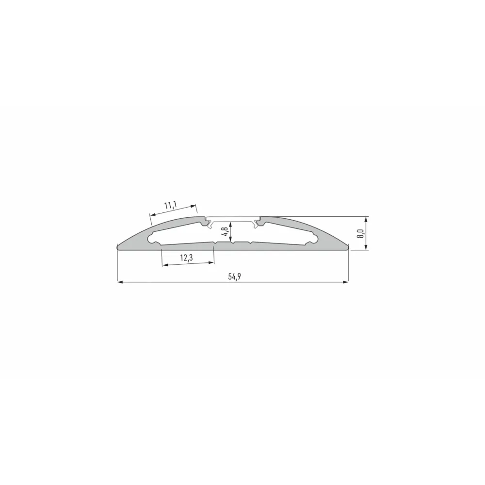 CLAREO Aufbau-Aluminiumprofil 55x8 2m ADVANCE