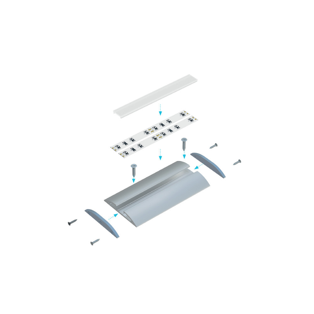 CLAREO Aluminium Opbouwprofiel 55x8 2m ADVANCE