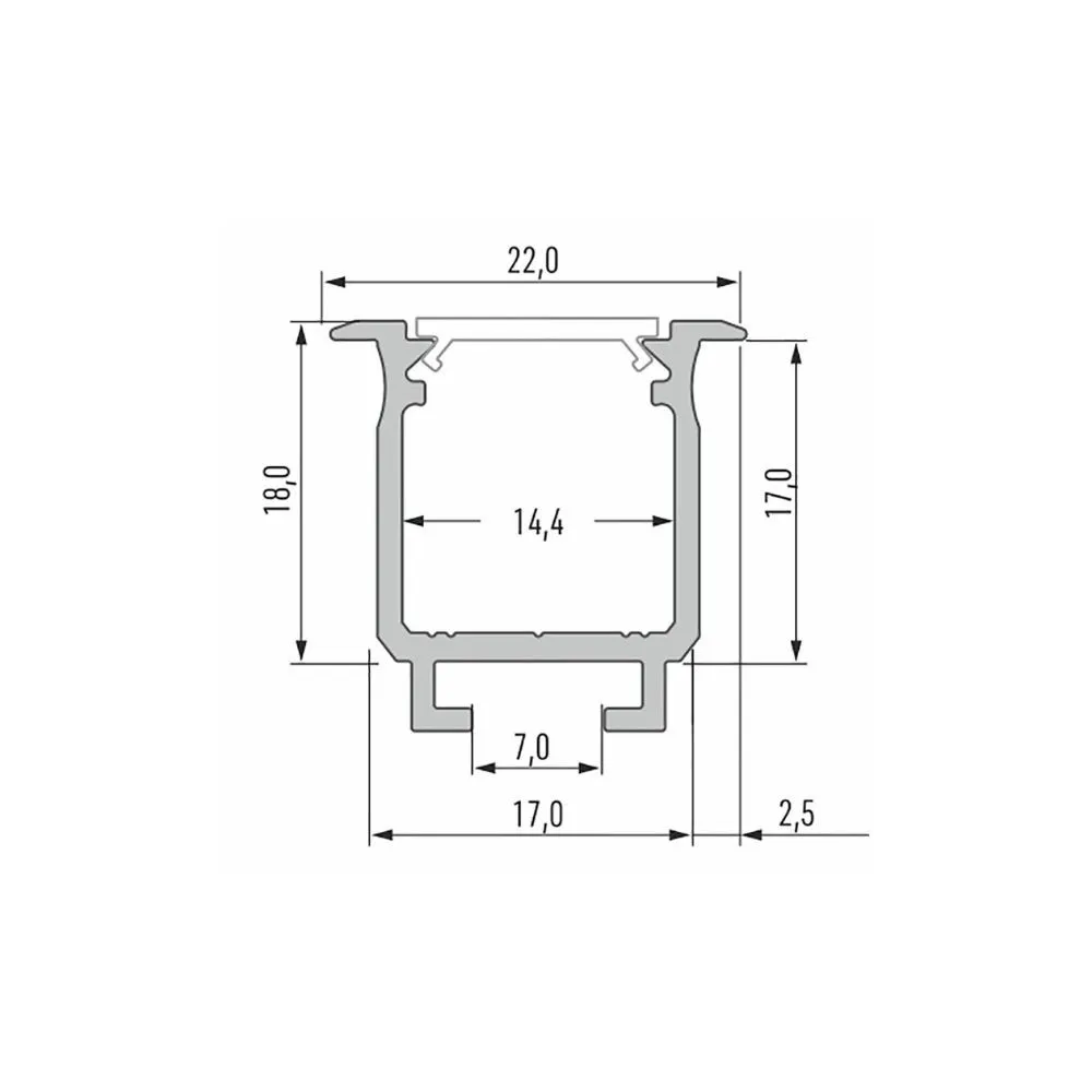 Einbau-Aluminiumprofil CLAREO 18x17 2m ADVANCE
