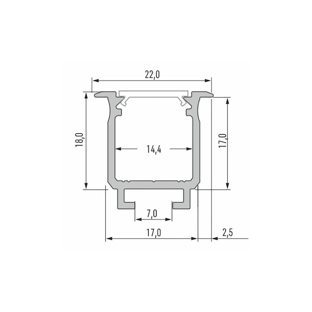 CLAREO Recessed Aluminum Profile 18x17 2m ADVANCE