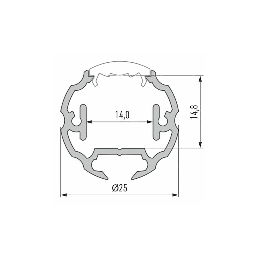 CLAREO D25 2m DESIGN Round Aluminum Profile