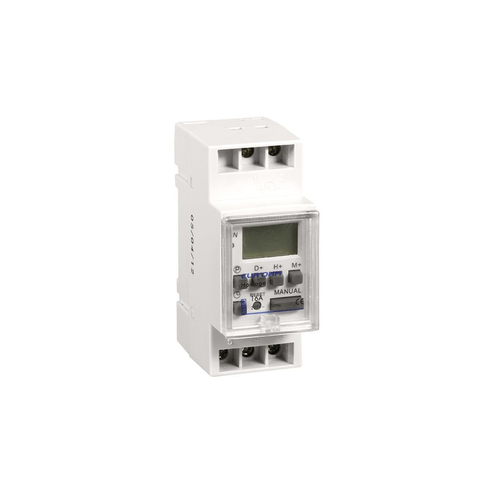 Horloge Digitale 16A 7j 50 pas res. mar. 1 mois EUR'OHM 30155