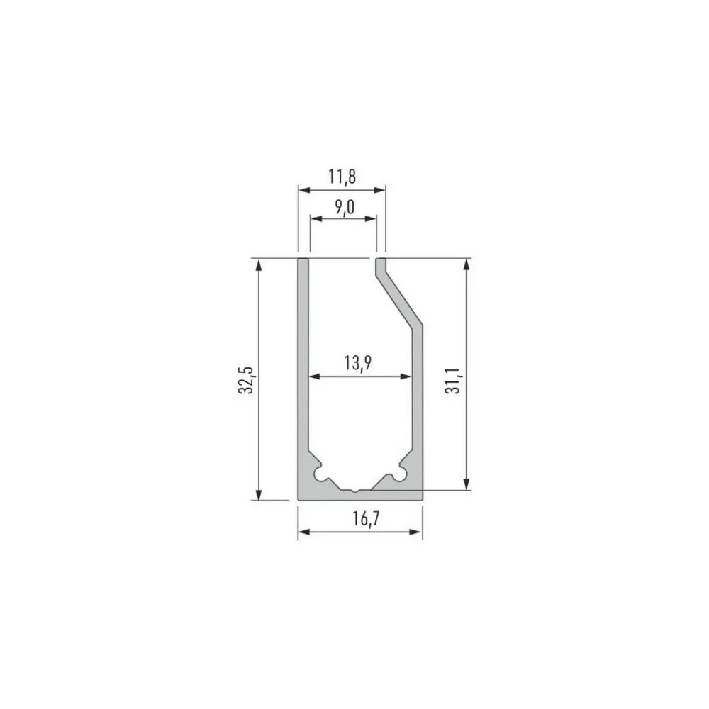 Alu-Profil für CLAREO-Glasplatten 33x17 2m ADVANCE