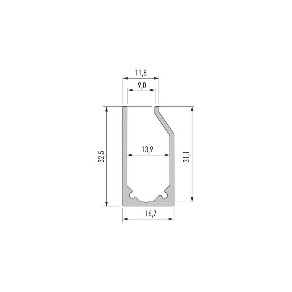 Aluminum Profile for CLAREO 33x17 2m ADVANCE glass plate