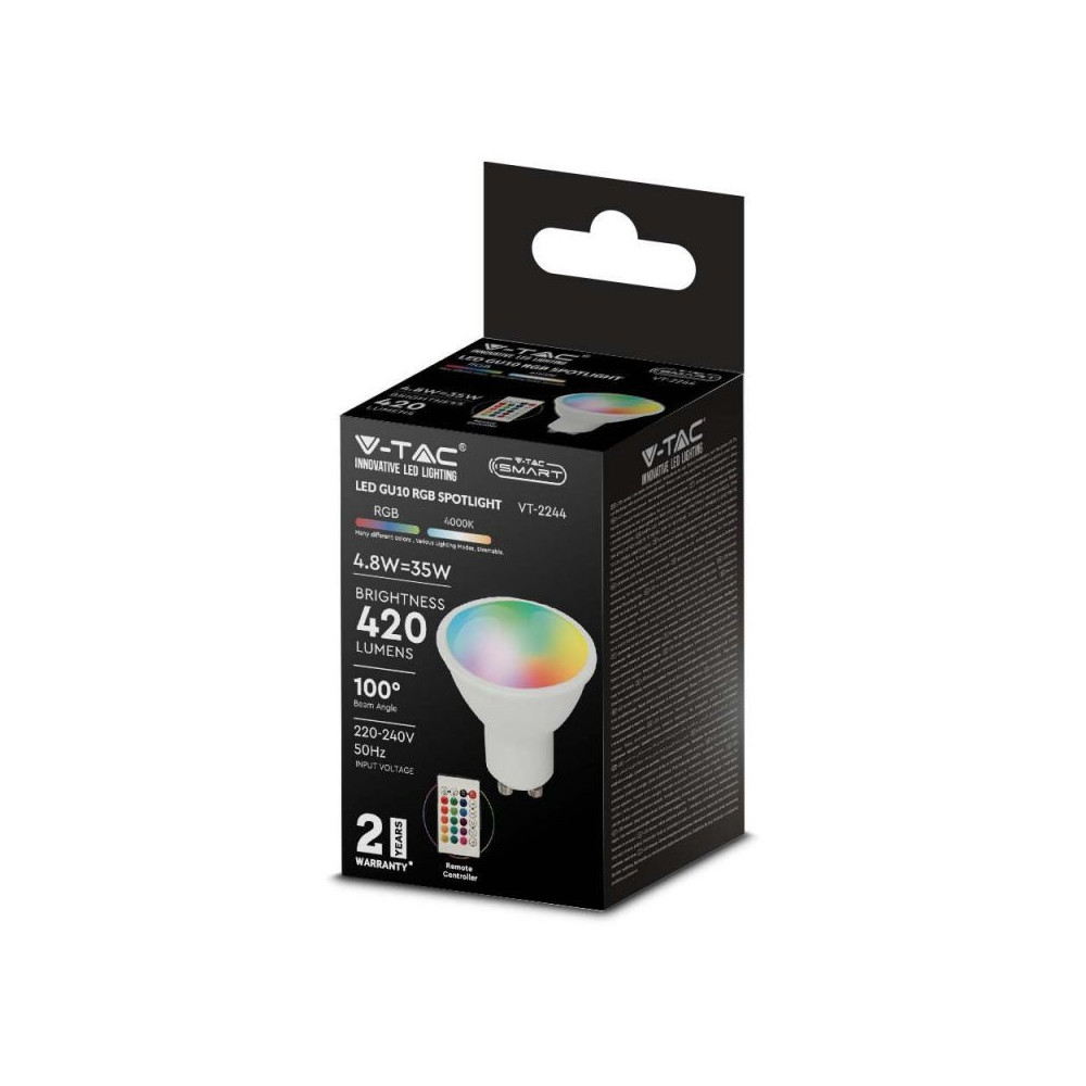 V-TAC SMART LED-Spot GU10 4,8W RGB+3000K Dimmbar START VT-2244